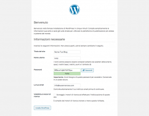 Installazione wordpress
